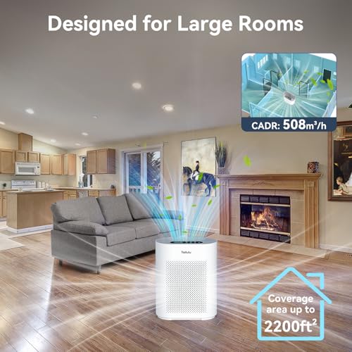 Image of Air Purifiers for Home up to 2200 Ft Large Room, H13 Hepa Air Purifier with PM2.5 Air Quality Monitor Display, Air Cleaner Filter Smoke, Pet Dander, Dust, Odor, Pollen for Office, Bedroom, Allergies
