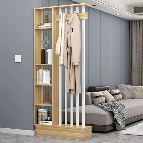 Snaweo Wall Room Divider, Wood Room Divider Floor to Ceiling, Privacy Screens Room Partition Post, Versatile Space Separator, for Teahouse, Coffee Shop, Hotel, Stud(Wood Color+White,100x24x200cm)