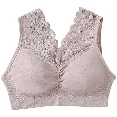 Uwdiohq Reggiseno Pizzo Trasparente in Cotone, Intimo Donna, Crop Top Sportivo Fitness, Bralette Imbottito