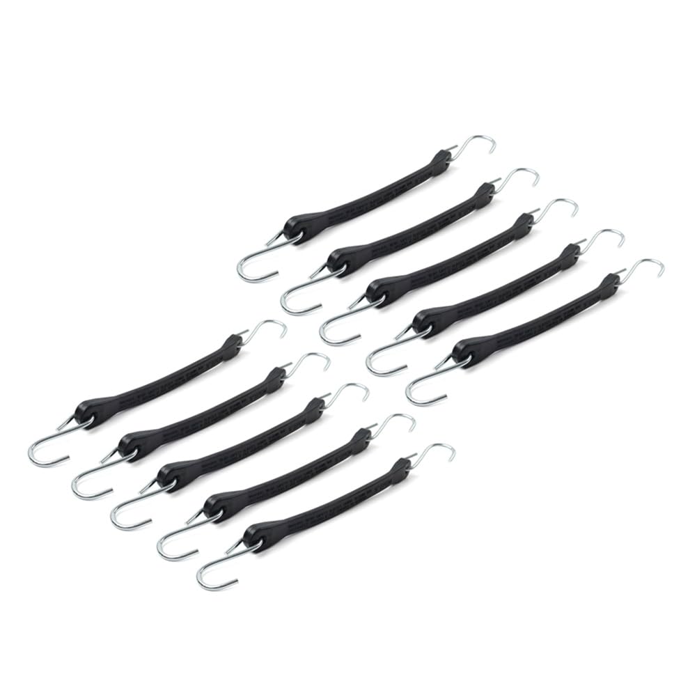 LR061682 Corde elastiche con ganci 9" Cinghie di fissaggio in gomma per teloni da esterno resistenti 10 pezzi Per aziende agricole, camper, veicoli, motociclette, gomma universale nera