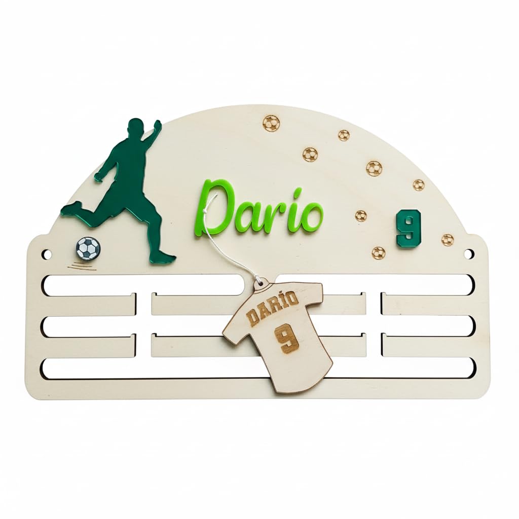 Medallero Fútbol de Madera Personalizado con Nombre, Acrílico, Fabricado en España