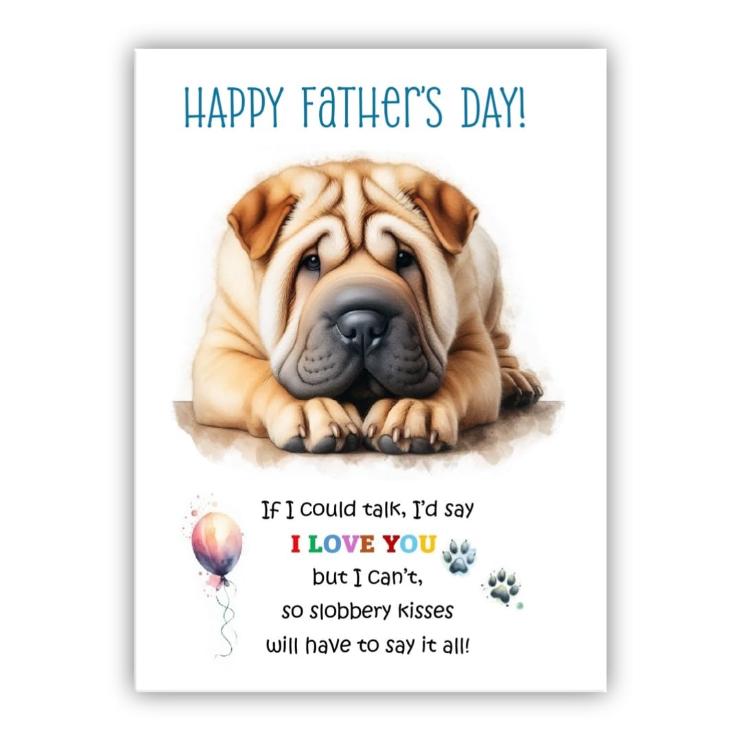 Father's Day Card from the dog. Dog Lovers Card. Fathers Day card from the dog. Differenet breeds. (Shar Pei beige) — image 1