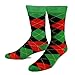 TeeHee Christmas Holiday Fun Crew Socks for Men 2-Pairs Christmas Candy Cane Argyle Red Green Black
