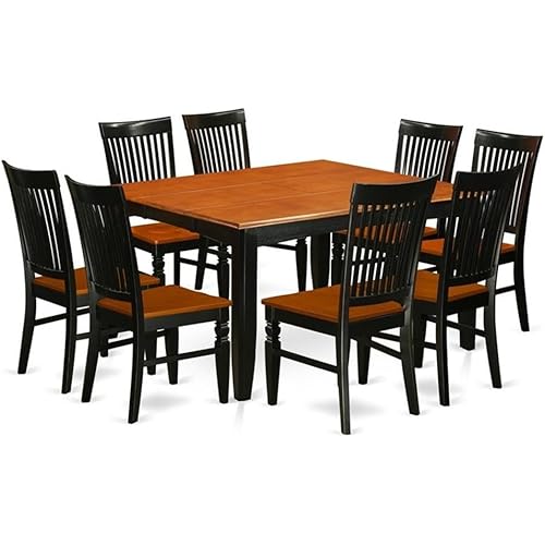 East West Furniture Parfait 9-Piece Wood Kitchen Set in Black/Cherry