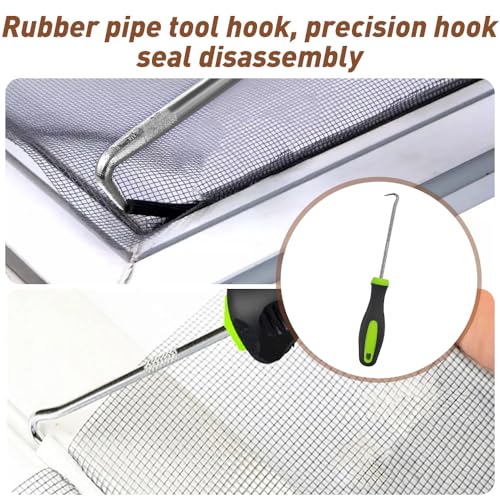 Riisoyu Fensterfliegengitter Reparatur Werkzeug, Doppelrad Dichtungseinroller mit Holzgriff 15m x 5mm Gummi Kederband Einzieher Einroller für Keder Spline Roller für Fliegengitter Insektenschutz (3)