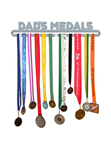 'Dad's Medals' Medal Hanger Display Holder Brushed Stainless Steel - Made in Britain
