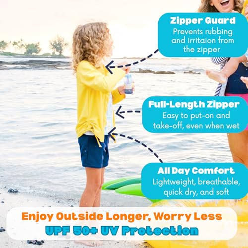 Image of SwimZip Girls' 3 Pc Swim Set w /Long Sleeve Rash Guard, Tankini & Shorts UPF 50+