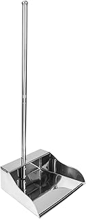 Cabilock Dustpan with Long Handle Stainless Steel Dustpan Handled Shovel Stand Up Metal Dustpans Cleaning Tool for Lobby Garage Home Office Shop Indoor Outdoor Dustpan Long Handle