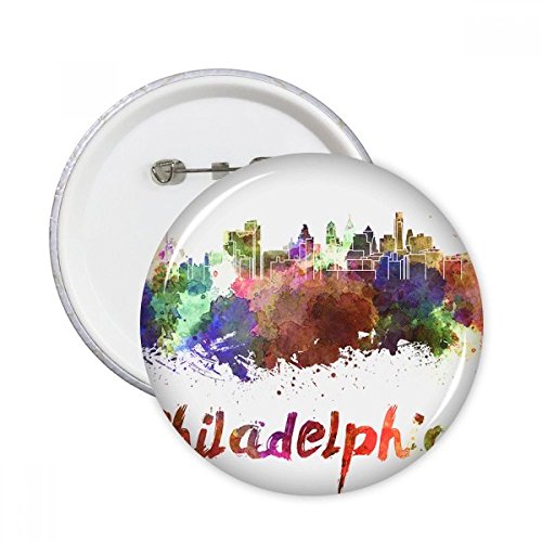 Badge Philadelphie illustration aquarelle lot de 5 broches XXL pour customisation de vêtements