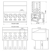 10Sets 2-Pin 15EDGRK 3.81mm/0.15in Klemmenblock Stecker – Ansicht 4