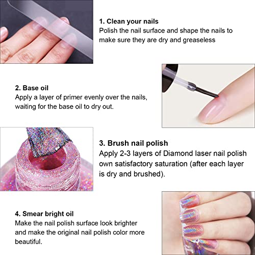 Ownest Holographic Nail Polish, Gorgeous Glossy Holographic Halo Glitter Polish Nail Art Nail Pigment Diamond Laser Nail Polish-LS06