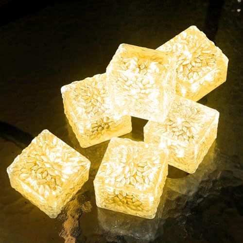 JKIMK Solar Brick Lights Outdoor Waterproof Patio Brick Lights Garden Decor for Outside 6 Packs for...
