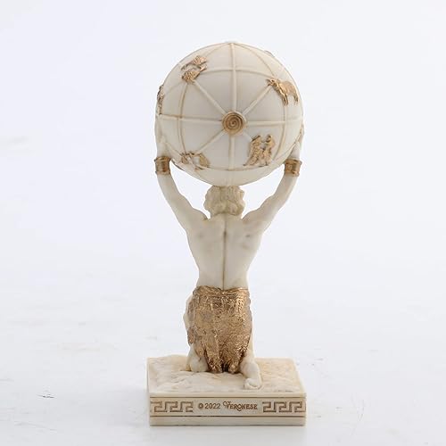 Miniatura 4 de Veronese Design Figura miniatura de resina con acabado en oro blanco del Atlas de 3 3/4 pulgadas
