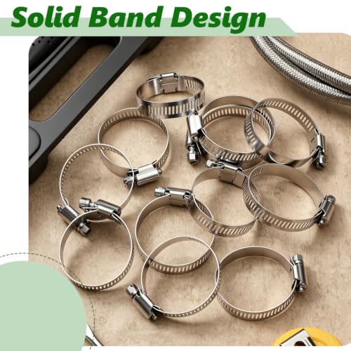 Image of 25 Pcs Stainless Steel Hose Clamps 1-1 /2 Inch to 2-1 /2 Inch (40-63mm) 304 Stainless Steel Worm Gear Metal Hose Clamps for Pipe, Intercooler, Plumbing, Tube and Fuel Line