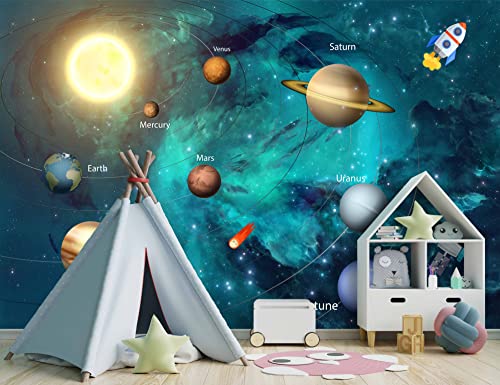 Wxhfm - Kids Universe Planet Galaxy Wallpaper Solar System Starry Bight Sky Ceiling Nursery Wall Mural - 137"X96"（Not Peel And Stick） #TOP2