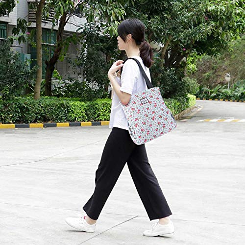 Image of KAMO Floral Tote Bag - Waterproof Lightweight Handbags Travel Shoulder Bag for Hiking Yoga Gym Swimming Travel Beach
