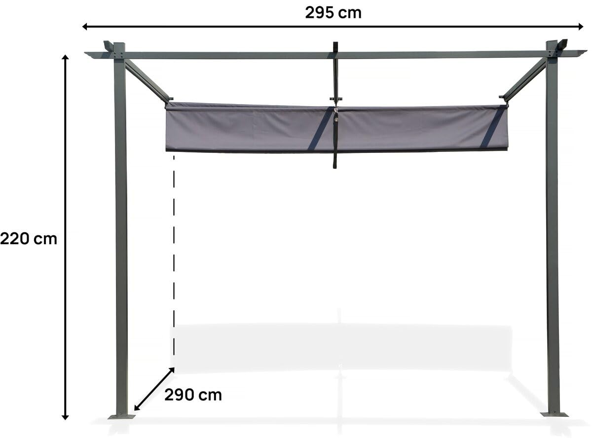 Pergola adossée avec Toit rétractable - 3 x 3 m - Gris Anthracite