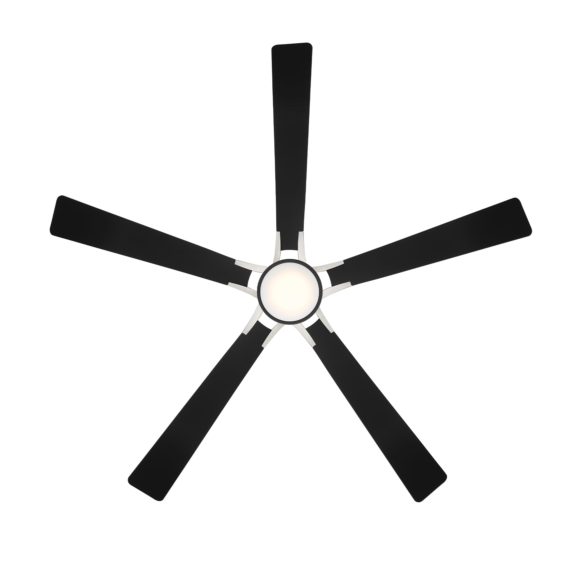 Rotary Indoor and Outdoor 5-Blade 65in Smart Home Ceiling Fan in Matte Black Brushed Nickel with 2700-3000-4000-5000K Selectable LED Light Kit and Remote Control works with iOS or Android WAC App