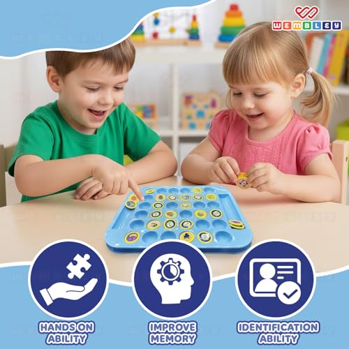 Image of Wembley Memory Chess Flip & Match Game for Kids - Educational Brain Development Puzzle Board Game with Animal & Fruit Tokens - Montessori-Inspired Learning Toy for Ages 3+