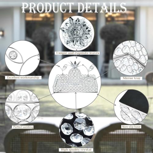 Elegant Decorative Trays & Crystal Fruit 4-Piece Set, Crystal Tea Light Holder - Wedding Centerpieces for Holidays, Home Table Decorations, Fruit Displays and Candle Holders (Silver, Set of Four) by kolnlala - Image 7