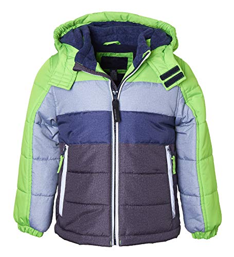 Sportoli Boys' Fleece Lined Hooded Colorblock Winter Puffer Bubble Jacket Coat2