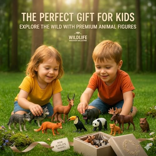 Image of BIG SIZE 12PCs Wildlife Jungle Animals Toys for Kids 3+| Realistic Forest Animal Action Figures Zoo Janwar Toy Set for Boys & Girls School Project Toys Birthday Children Decor | Education Item