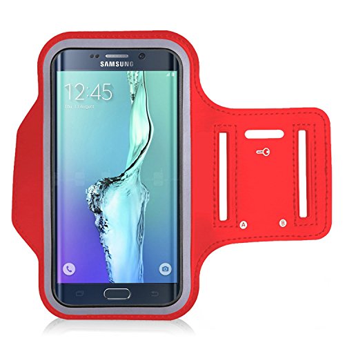 Samsung Galaxy S8 Plus Adjustable Sports Armband Case Cover For Running Jogging Cycling Gym (RED)