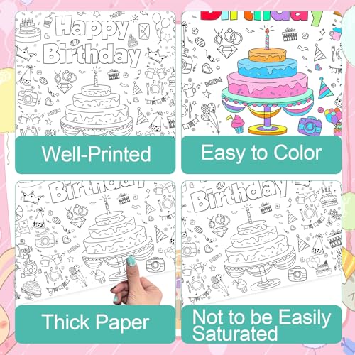 Leezead Happy Birthday Coloring Poster, 72 X 30 Inch Giant Birthday Painting Tablecloth for Classroom Art Activities Party Supplies - image 6
