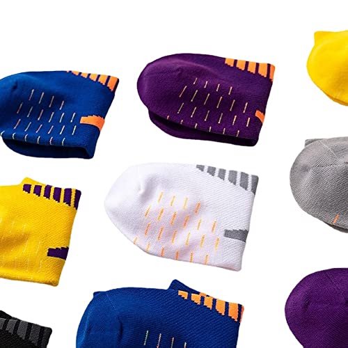 Drincoshow Ankle Socks Men's Socks Running Fitness Athletic Socks Basketball Socks Men's Boat Socks Women's Socks (Men's And Women's 36-44 Average Size,Purple Base Orange) #TOP4