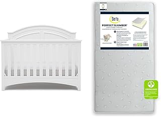 Delta Children Perry 6-in-1 Convertible Crib & Serta Dual Sided Waterproof Hypoallergenic Crib & Toddler Mattress