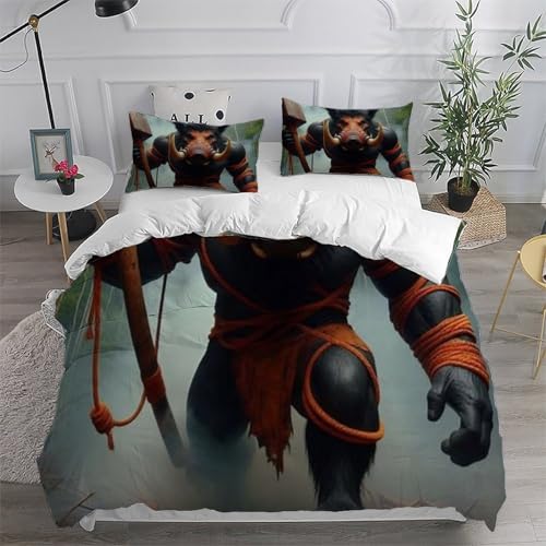 Housse de couette animaux imprimé 3D fermeture éclair en microfibre douce