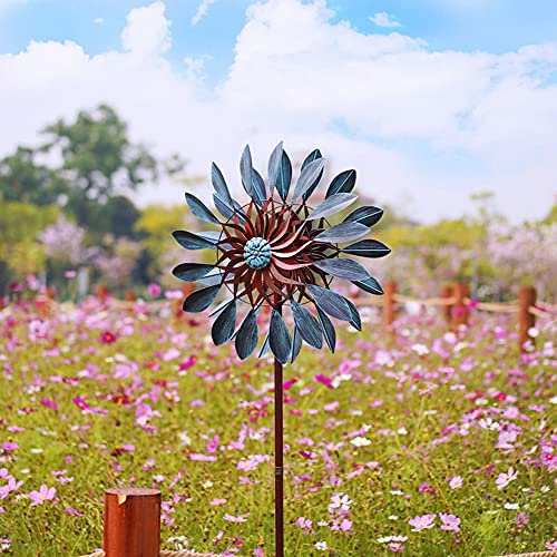 Cyzpf Leaves Wind Spinner 213Cm Single Blade Easy Spinning Kinetic Creativity Metal Ornaments For Outdoor Yard Lawn Garden #TOP2