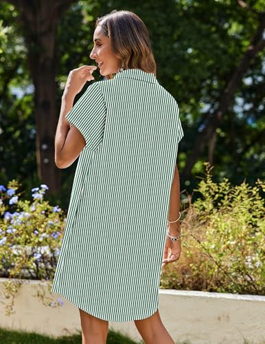 Image of Zeagoo Summer Dresses for Women 2026 Cotton Button Down Short Sleeve Tshirt Dresses Casual Mini Beach Dress