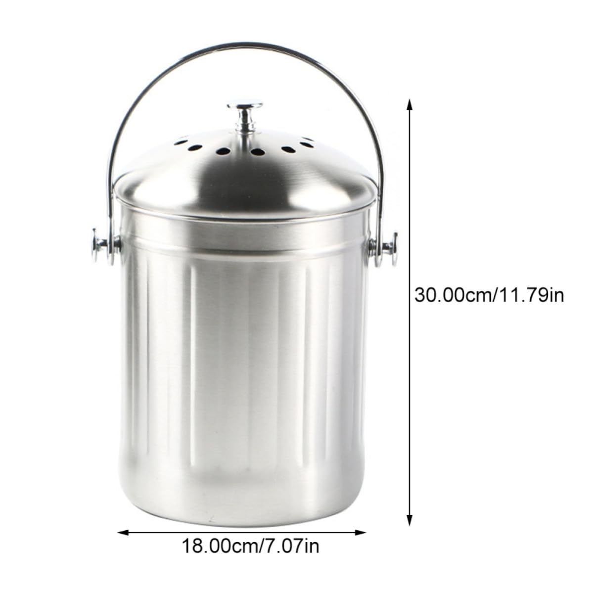 Geruchsdichter Edelstahl Kompostbehälter mit Deckel und Aktivkohlefilter 2,5 Liter für Küchenrecycling und Biomüll Indoor