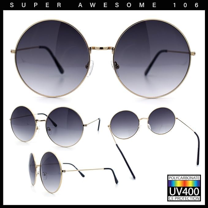 SA106 Classic Oversize Style Hippie Round Circle Lens Sunglasses - Image 3