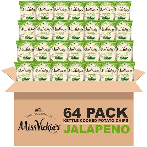 Miss Vickie's Kettle Cooked Potato Chips, Jalapeno, 1.375 Ounce (Pack of 64)