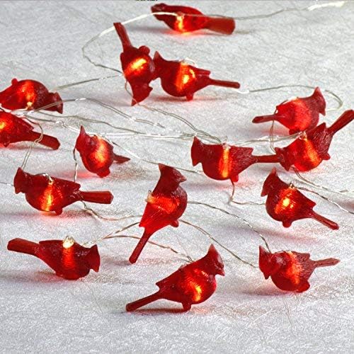Impress Life Christmas Cardinal Decorative String Lights, 3D Red Bird Themed Battery Operated 10 ft 20 LEDs with Remote for DIY Home New Year Party, Holiday Wedding, Bedroom, House Decoration