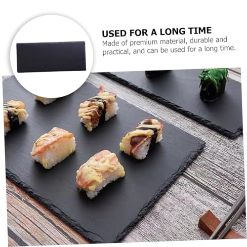 Plato rectangular de pizarra 30x10 cm para sushi y postre miniatura 3