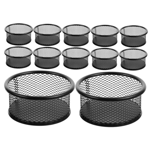 GANAZONO 12Pcs Mesh Paper Clip Holder Metal Binder Clip Dispenser for Desk Organization Versatile Storage for Paper Clips Thumbtacks and Office Supplies
