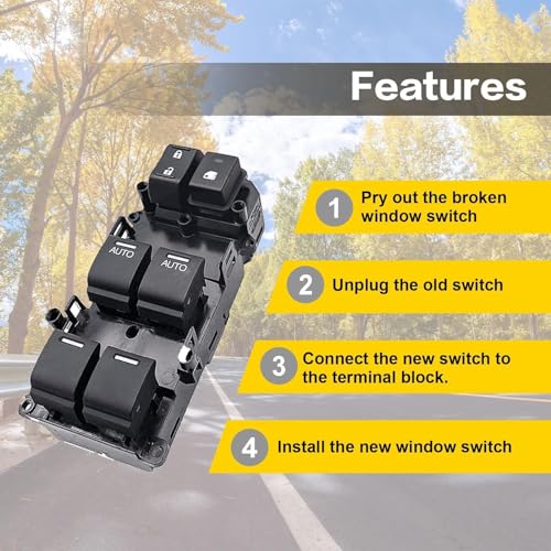 Image of SecosAutoparts Driver Side Master Power Window Switch with Double Auto Button Compatible with Honda Accord EX EX-L Sedan 2.4L 3.5L 2008 2009 2010 2011 2012# 35750-TA0-A31 35750-TA0-A32
