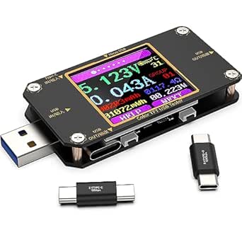 YOJOCK USB Tester Meter Digital USB C Tester Voltmeter, 2-in-1 Multimeter Voltage and Current Tester, PD Battery Power Bank Capacity Ammeter with Type C Connector