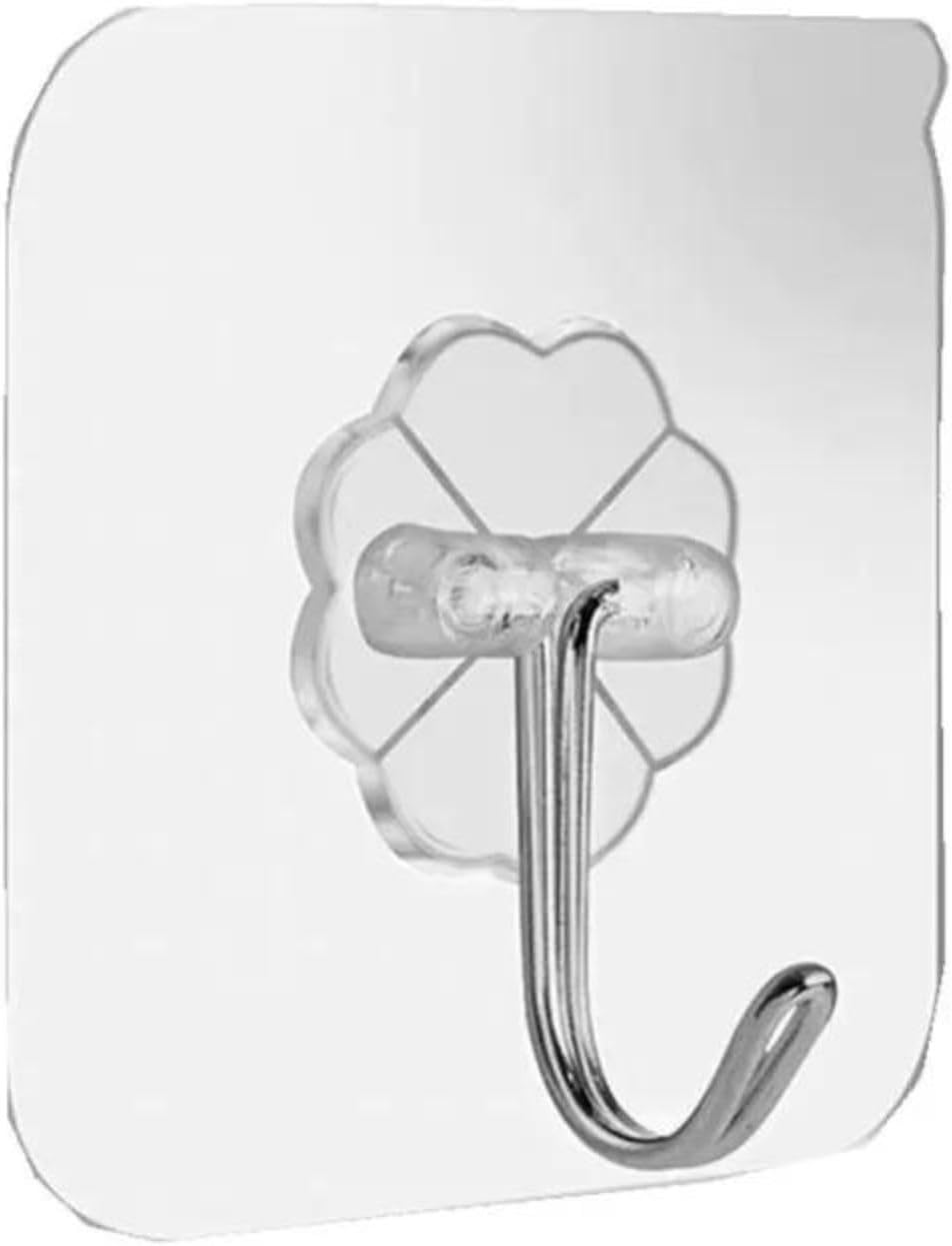 ANCHARA Wall Hooks for Hanging Strong, Adhesive Hooks for Wall Heavy Duty, Wall hangings, Kitchen Accessories Items, Clothes Hanging, Stainless Steel, Transparent (15 Pack)