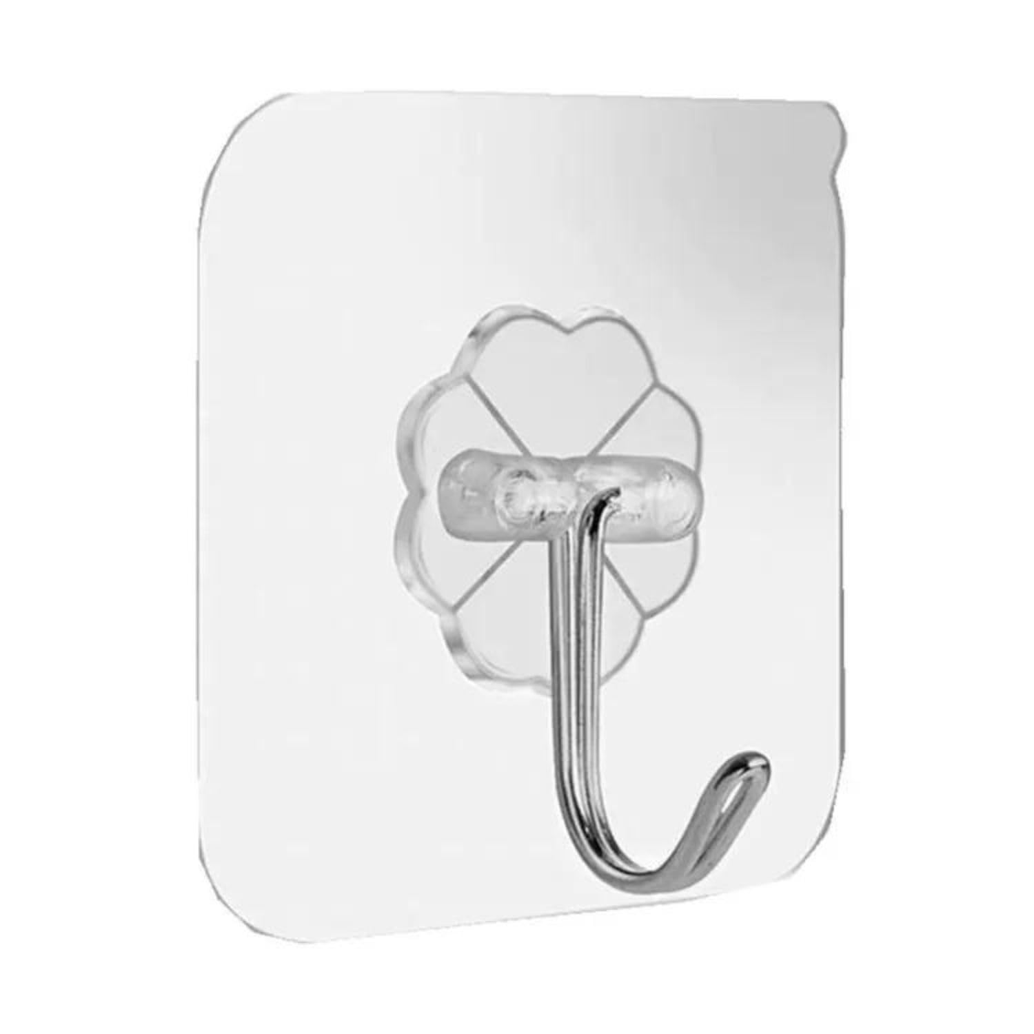 ANCHARA Wall Hooks for Hanging Strong, Adhesive Hooks for Wall Heavy Duty, Wall hangings, Kitchen Accessories Items, Clothes Hanging, Stainless Steel, Transparent (15 Pack)