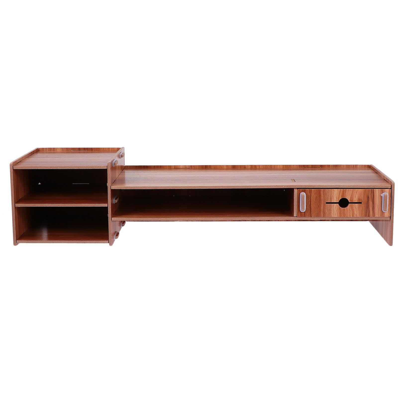 Supporto per Monitor da Scrivania in Legno Marrone Cassetto, Design Pratico e Salvaspazio per Casa e Ufficio, Stand Elevatore per Computer