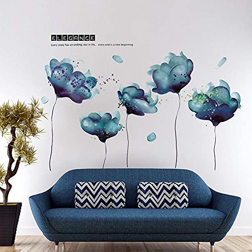 Vinilos decorativos 3D flor azul desmontables RW2003 miniatura 7