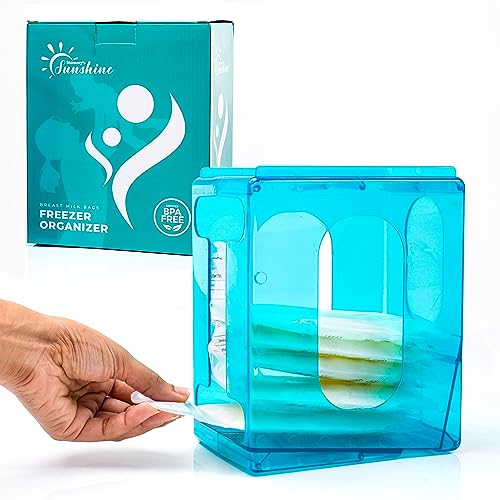 Image of Freezer Container Organizer for Breast Milk Storage Bags, First-in First-Out Freezing Storage Organizer for Flat Frozen Breastmilk to Feed Baby, Reusable Breastfeeding Essentials