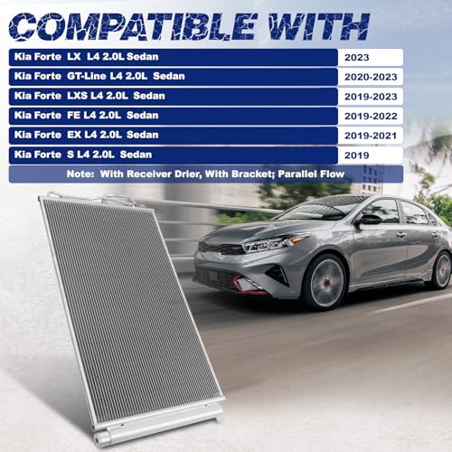 Image of Air Conditioning A /C Condenser Compatible with Kia Forte 2019-2023 L4 2.0L # 30185, 97606M7000, KI3030154