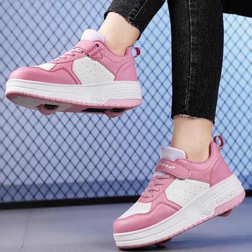 Kids Roller Skates Shoes Sneakers for Boys & Girls, Outdoor Parkour Shoes with 2-Wheels Unisex Skateboarding Shoe Retractable Skating Shoes for Children's Students Sports Walking3