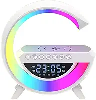G Speaker Luminária de Mesa Rgb Caixa De Som Carregador Por Indução Despertador Rádio Relógio