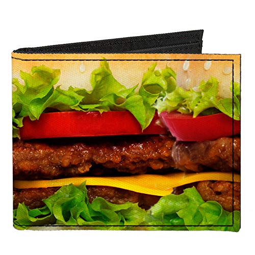 Buckle-Down Men's Standard Canvas Bifold Wallet Cheeseburger, 4.0